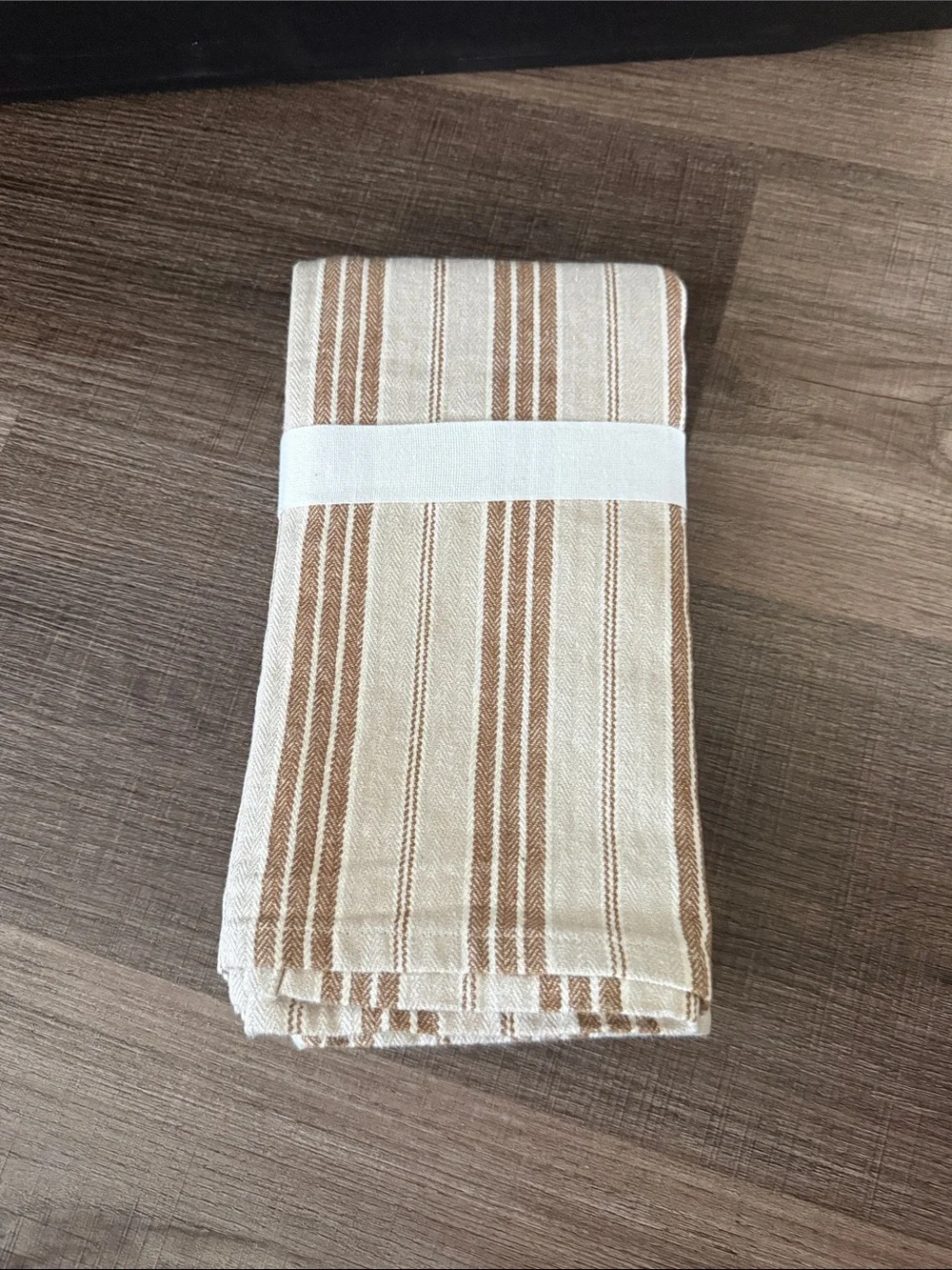 Pottery Barn Colette Stripe Kitchen Towel - Cream & Tan